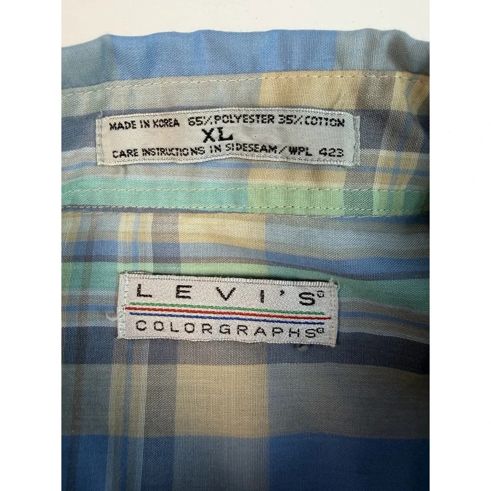 Vintage 1980s Levi's Colorgraphs XL Plaid Shirt Made in Korea Preppy Dadcore